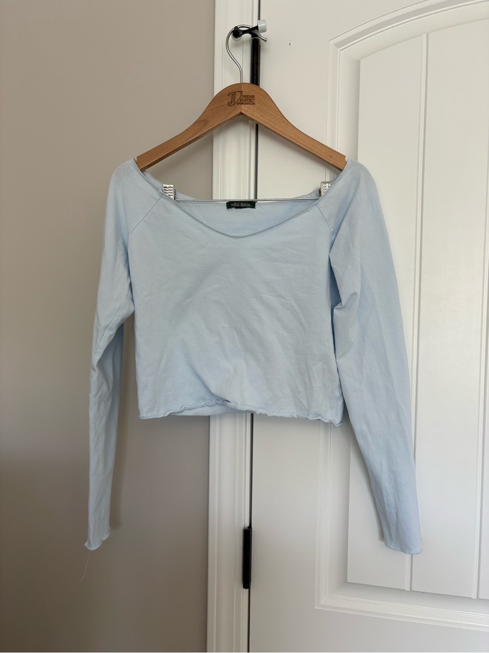 wild fable Light Blue Long-Sleeve Cropped Top
